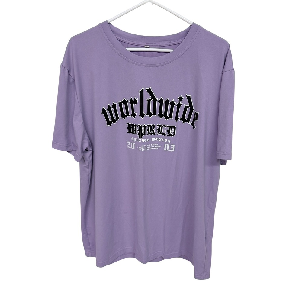 Worldwide World Species Wonder Graphic Tee Purple Streetwear Gothic T-Shirt